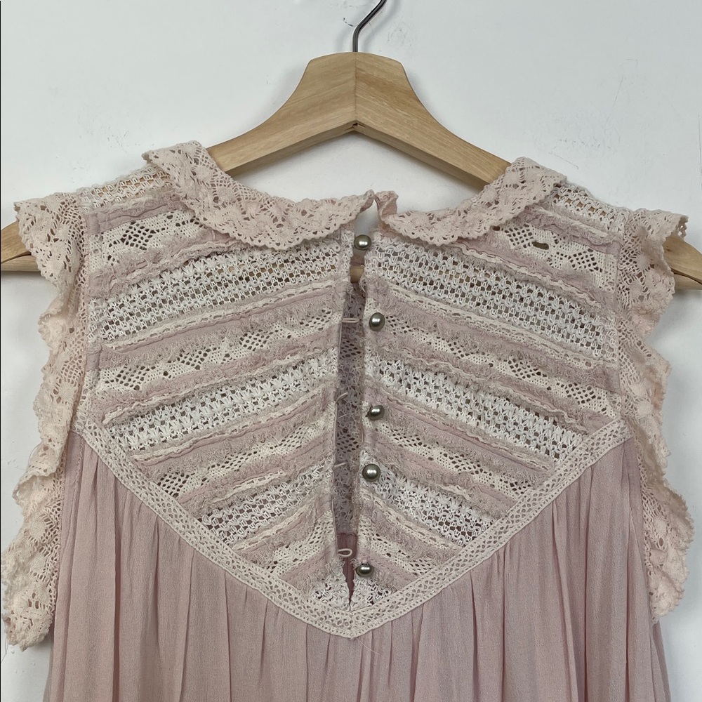 POL Boho Victorian Crochet Sleeveless Lace Trim Coquette Women's M Tunic Top - Picture 9 of 11